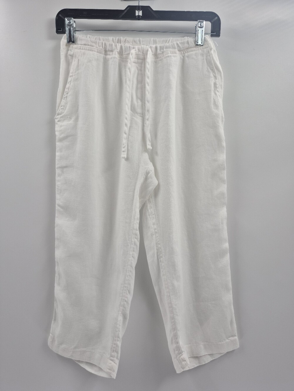 CP Shades free people bohemian White Drawstring Hampton Linen Capri Pants Xsmall